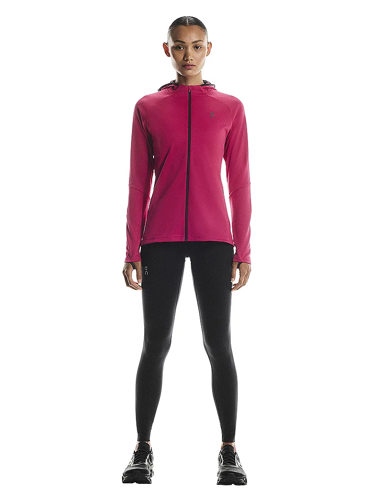 ON Damen Laufjacke Climate Hoodie dunkelrot | L — Bild 3