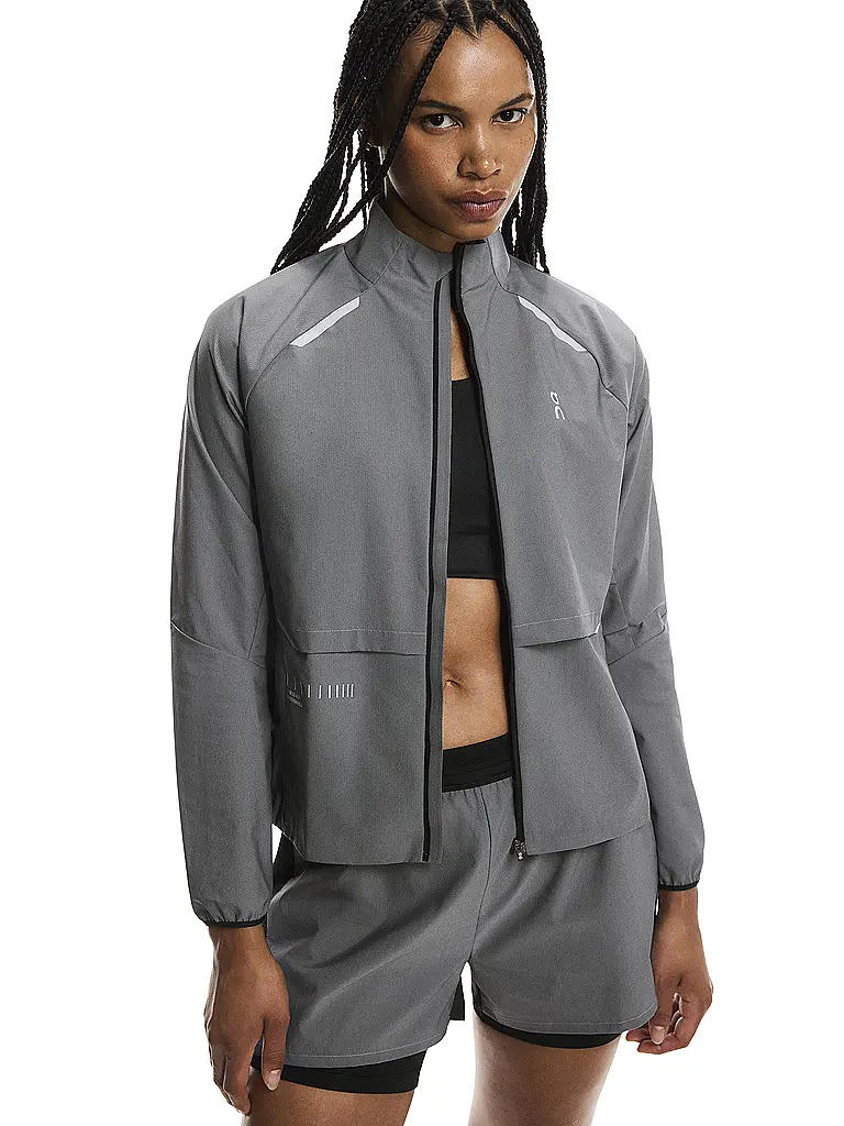 ON | Damen Laufjacke Weather Lumos | grau