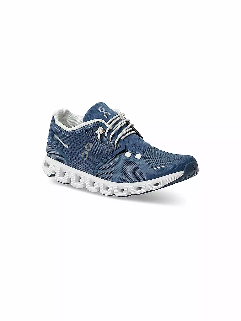 ON | Damen Laufschuhe Cloud 5 DENIM / WHITE | blau