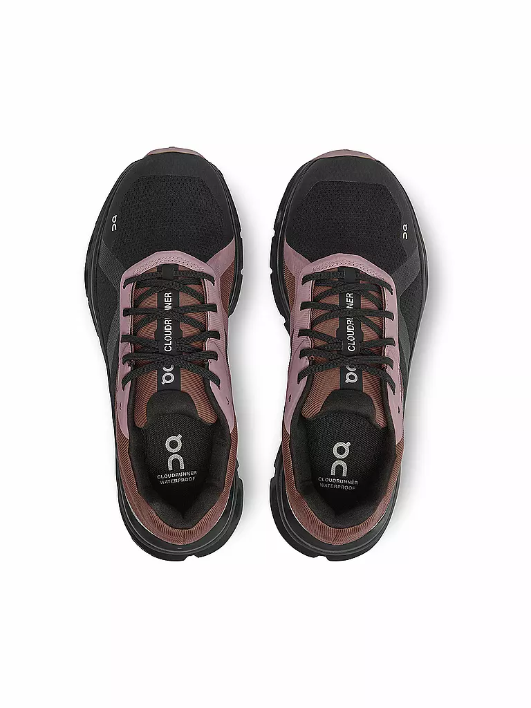 ON | Damen Laufschuhe Cloudrunner Waterproof BLACK GRAPE | lila