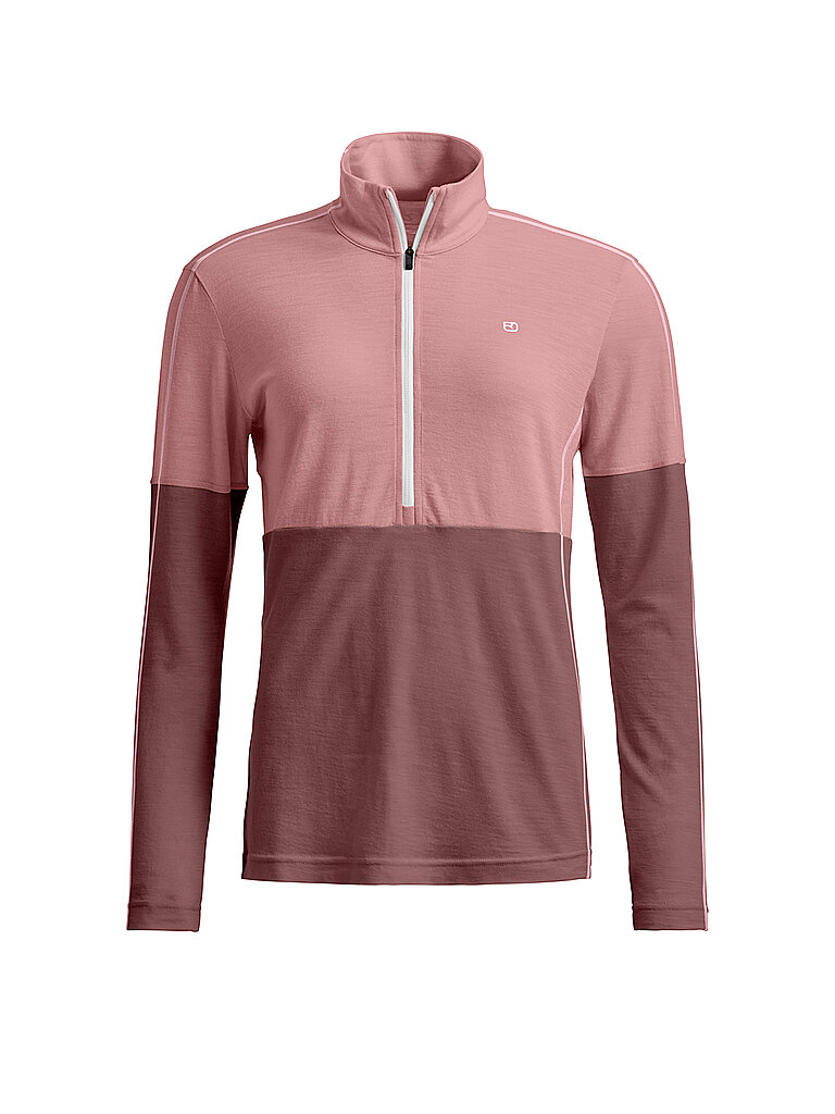 Ortovox Damen Unterzieh Zipshirt 185 ROCK'N'WOOL rosa