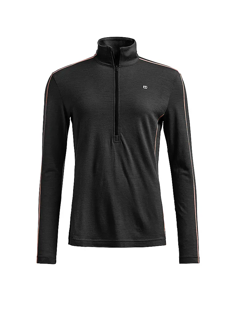 ORTOVOX | Damen Unterzieh Zipshirt 185 ROCK'N'WOOL | schwarz