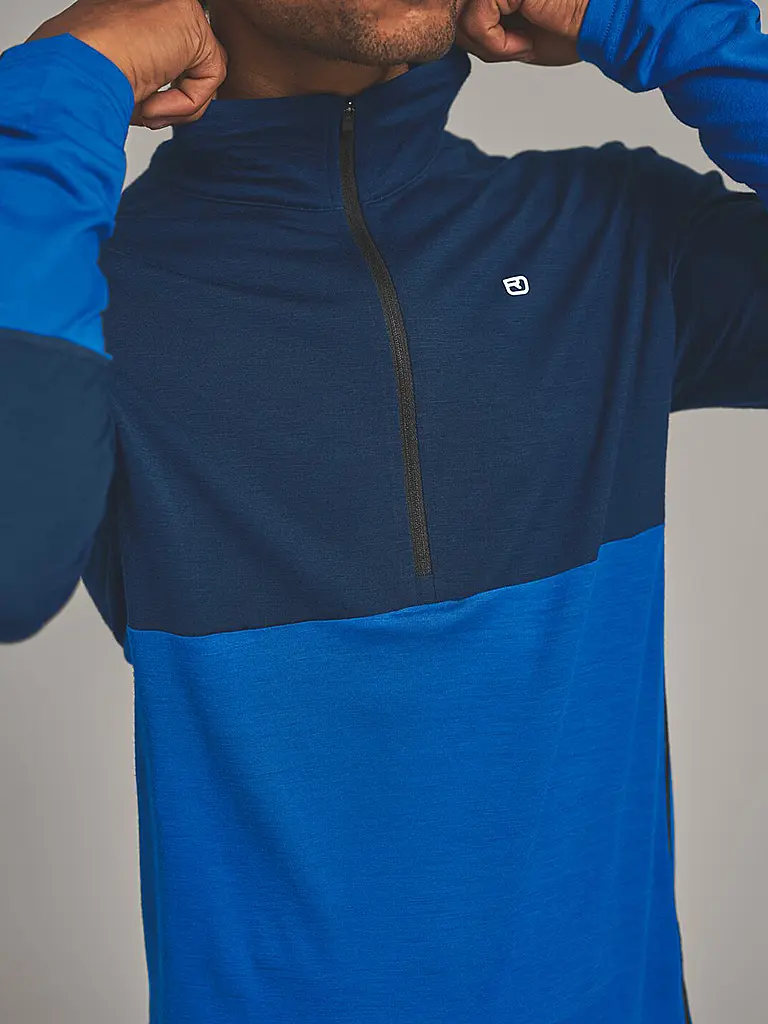 ORTOVOX | Herren Unterzieh Zipshirt 185 ROCK'N'WOOL | blau