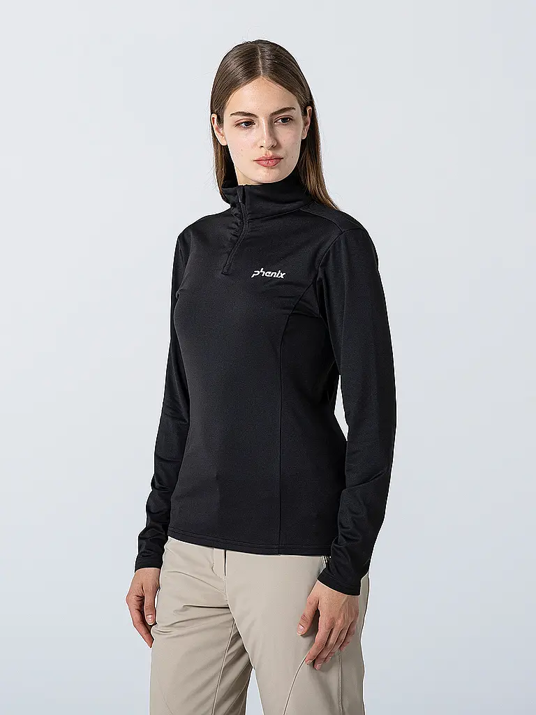 PHENIX | Damen Unterzieh Zipshirt Basic Set In Sleeve 1/2 | schwarz