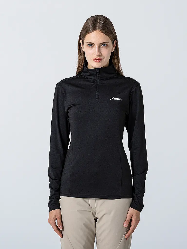 PHENIX | Damen Unterzieh Zipshirt Basic Set In Sleeve 1/2 | schwarz