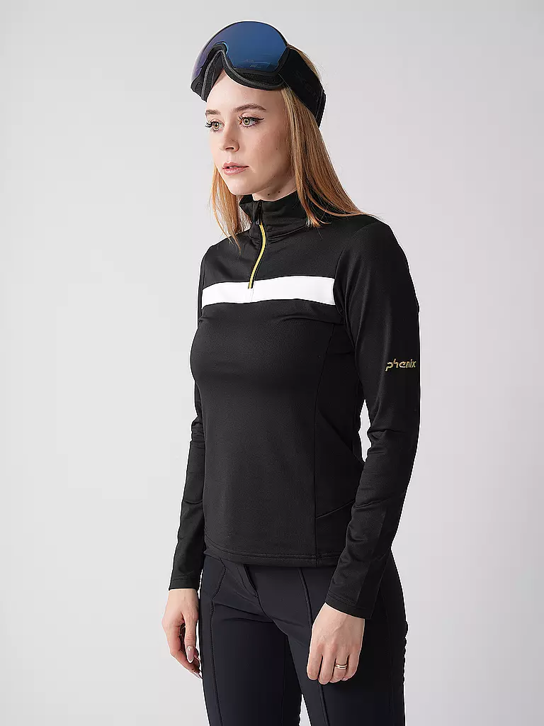 PHENIX | Damen Unterzieh Zipshirt Gold Accent | blau