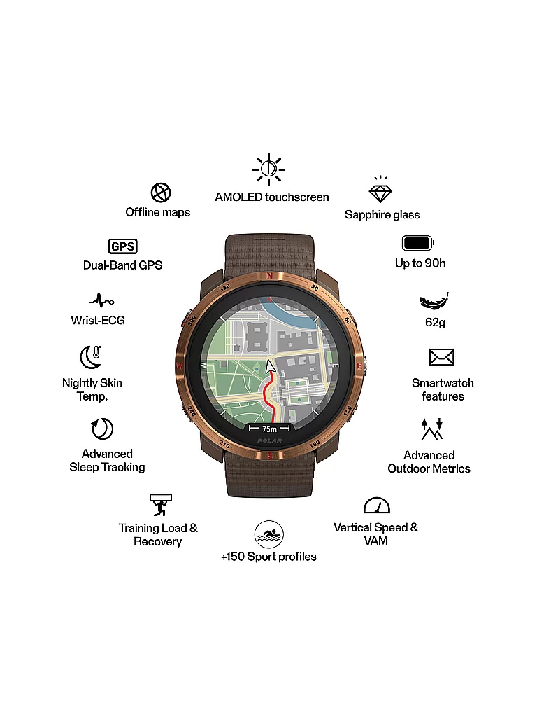POLAR Outdoor-Multisportuhr Grit X2 S-L braun — Bild 3
