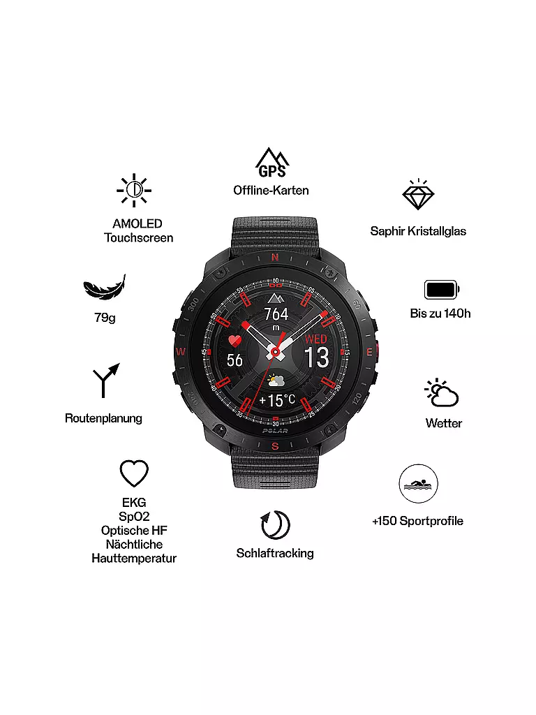POLAR | Outdoor-Multisportuhr Grit X2 Pro | schwarz
