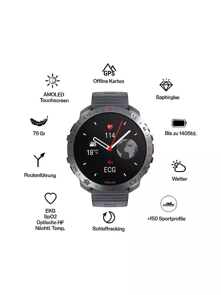 POLAR | Outdoor-Multisportuhr Grit X2 Pro | grau