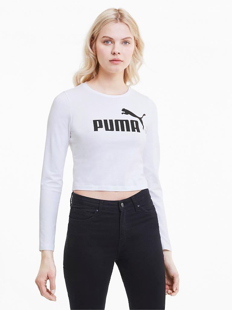 PUMA | Damen Fitnessshirt Logo Crop | weiß