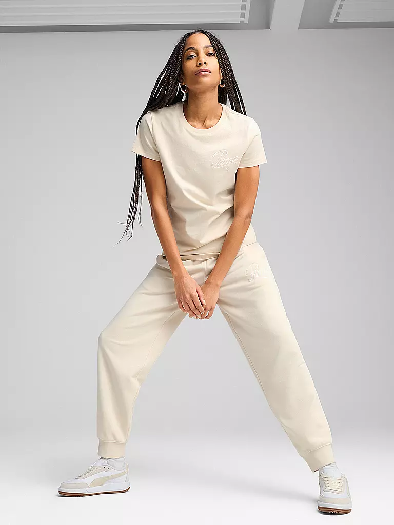 PUMA | Damen T-Shirt  ESS SCRIPT | creme