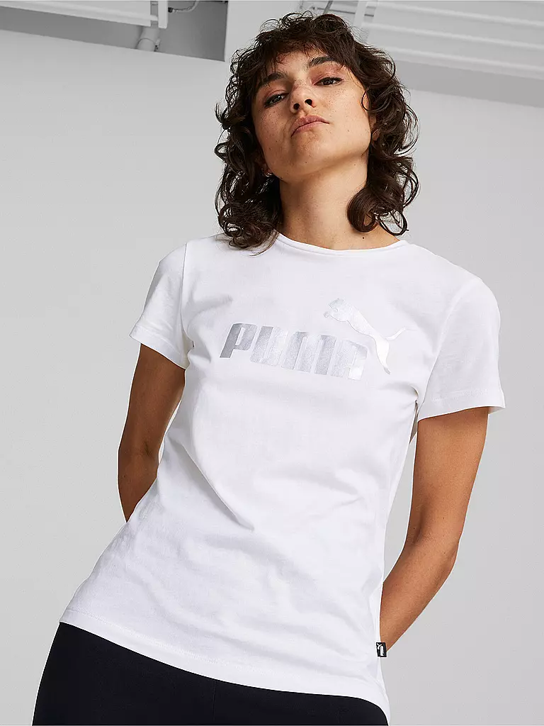 PUMA | Damen T-Shirt Essentials+ Metallic Logo | weiss
