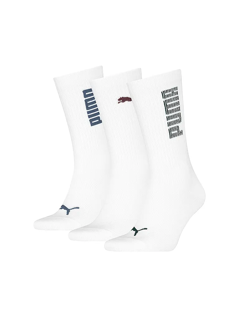PUMA | Herren Freizeitsocken RIB Logo Crew 3er Pack | weiss