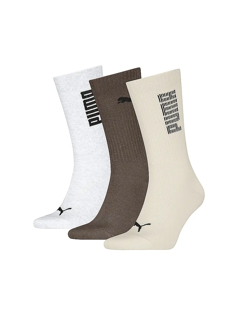 PUMA | Herren Freizeitsocken RIB Logo Crew 3er Pack | braun