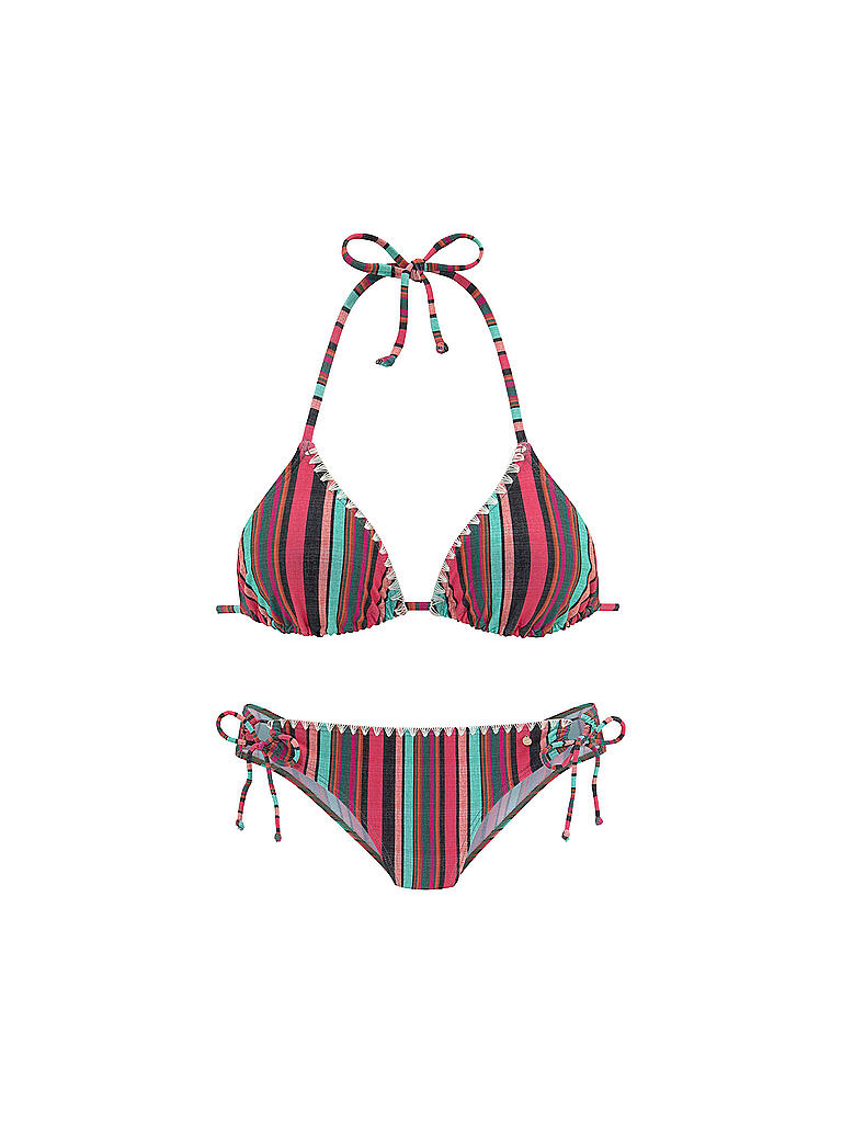 S.OLIVER | Damen Bikini Triangle Streifen | rosa