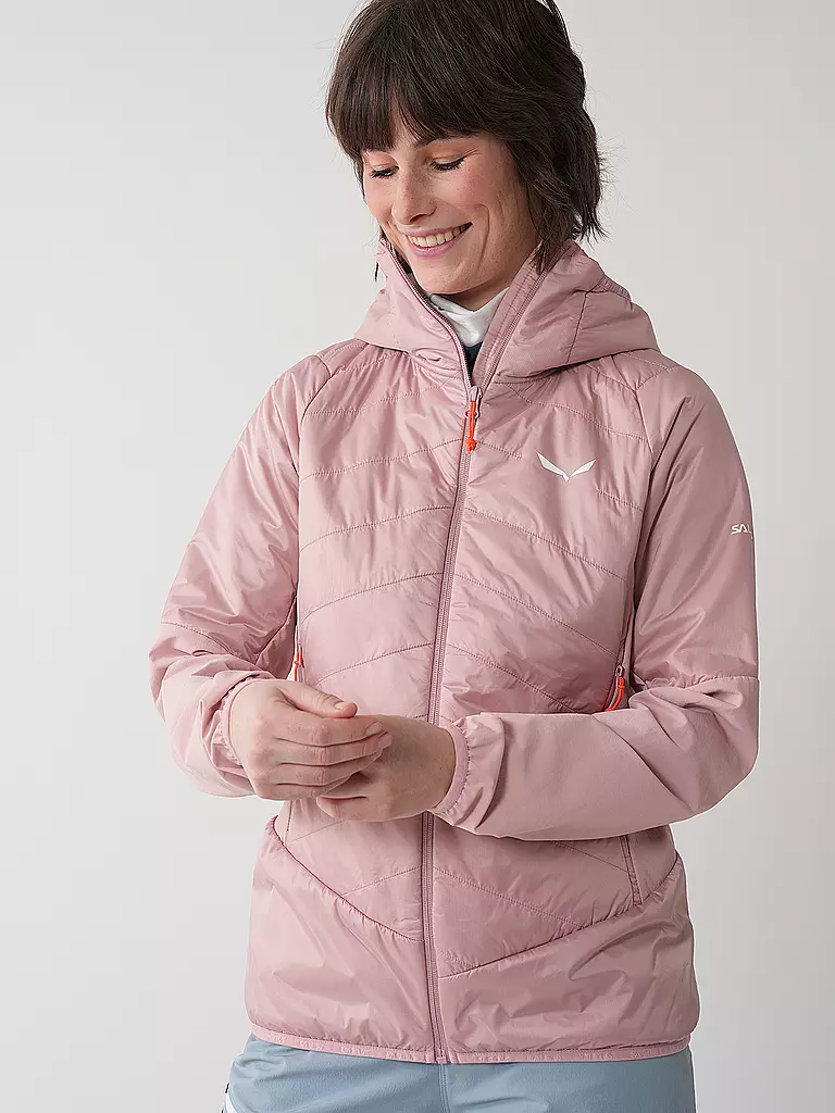 SALEWA | Damen Touren Hybridjacke  Ortles Hybrid TirolWool® Responsive Hoodie | rosa