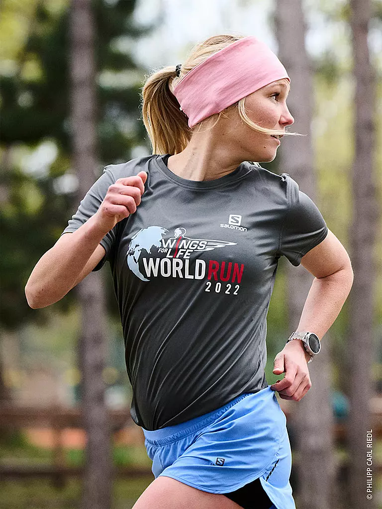 SALOMON | Damen Laufshirt Wings for Life World Run 2022 | grau