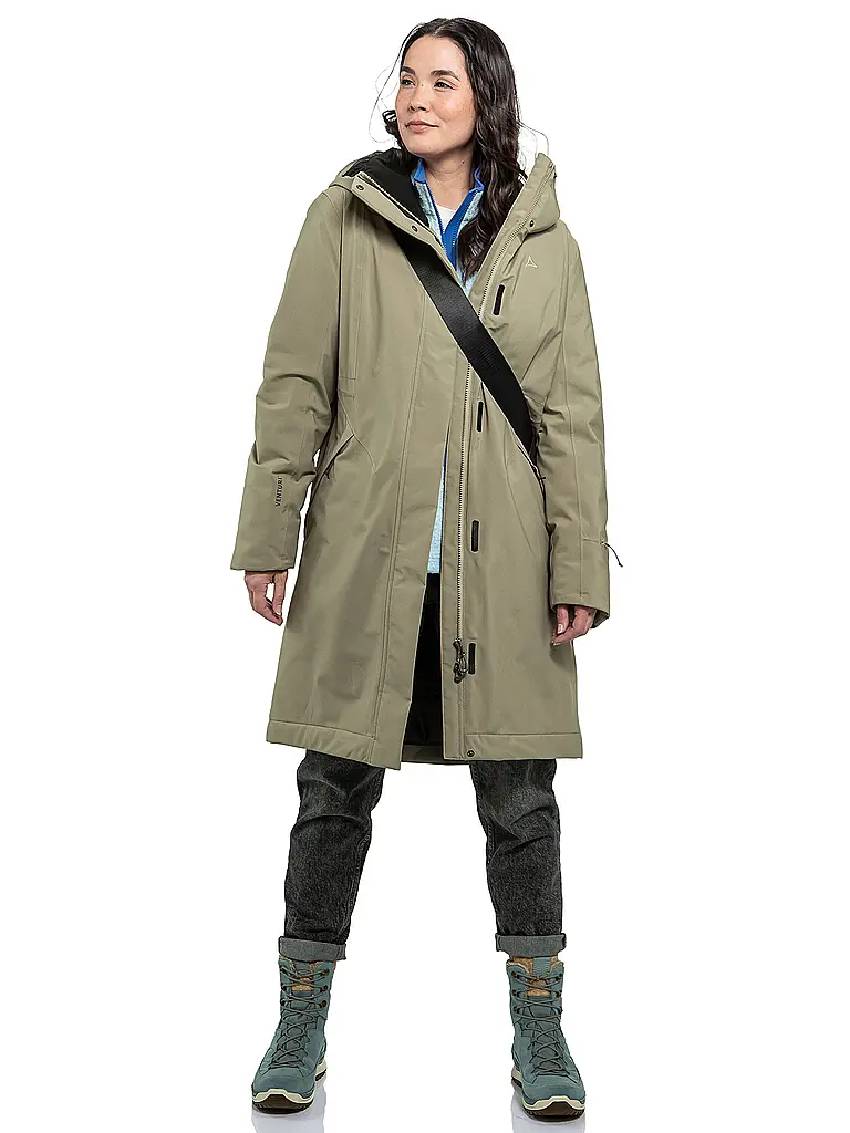 SCHÖFFEL | Damen Wintermantel Style Gregale Hoodie | olive