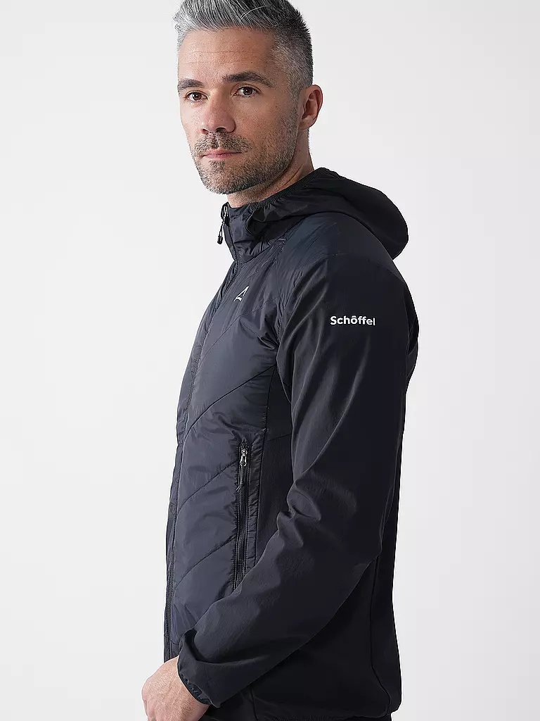 SCHÖFFEL | Herren Hybridjacke Blaueis Hoodie | schwarz