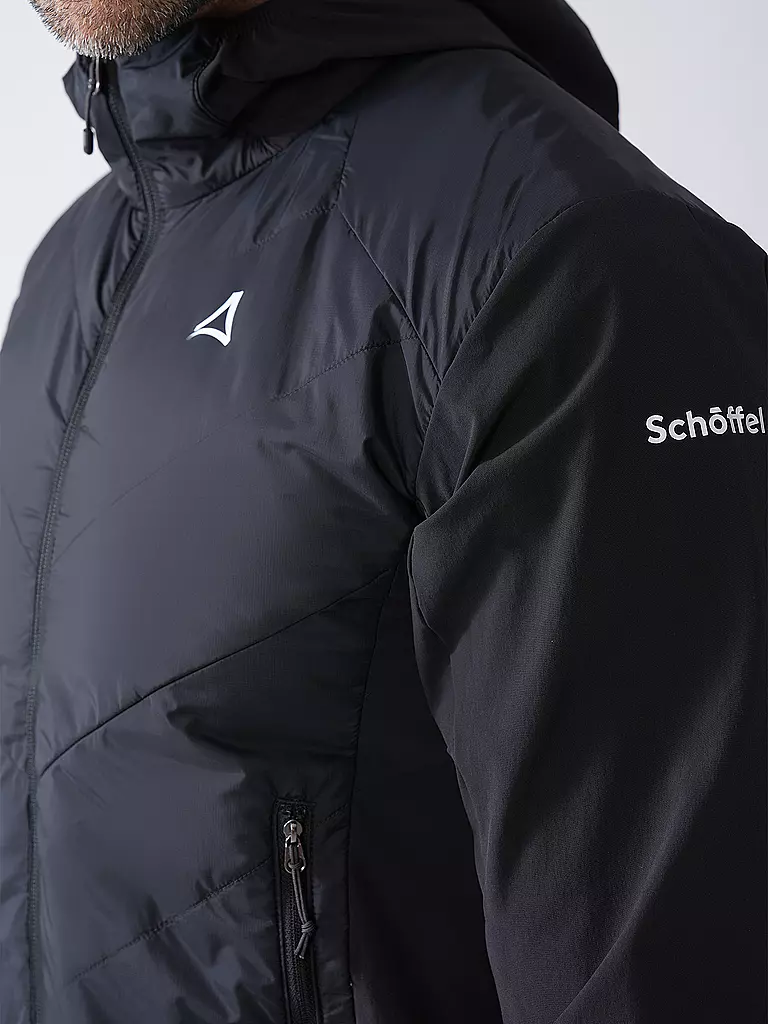 SCHÖFFEL | Herren Hybridjacke Blaueis Hoodie | schwarz
