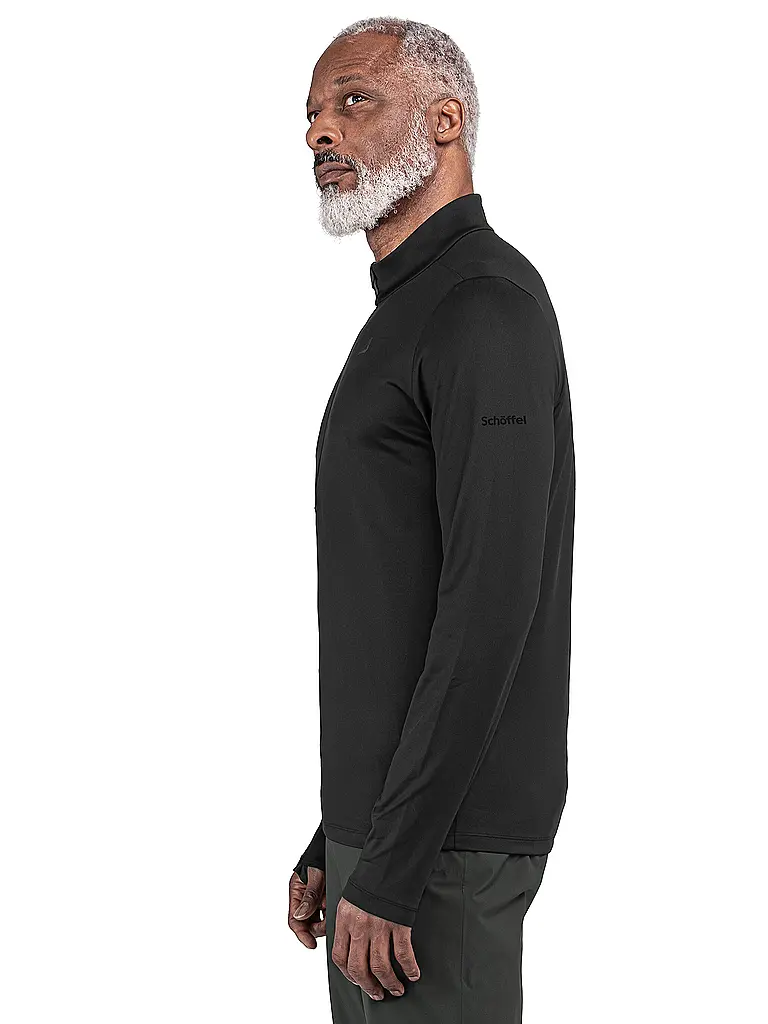 SCHÖFFEL | Herren Unterzieh Zipshirt Style Pine | schwarz