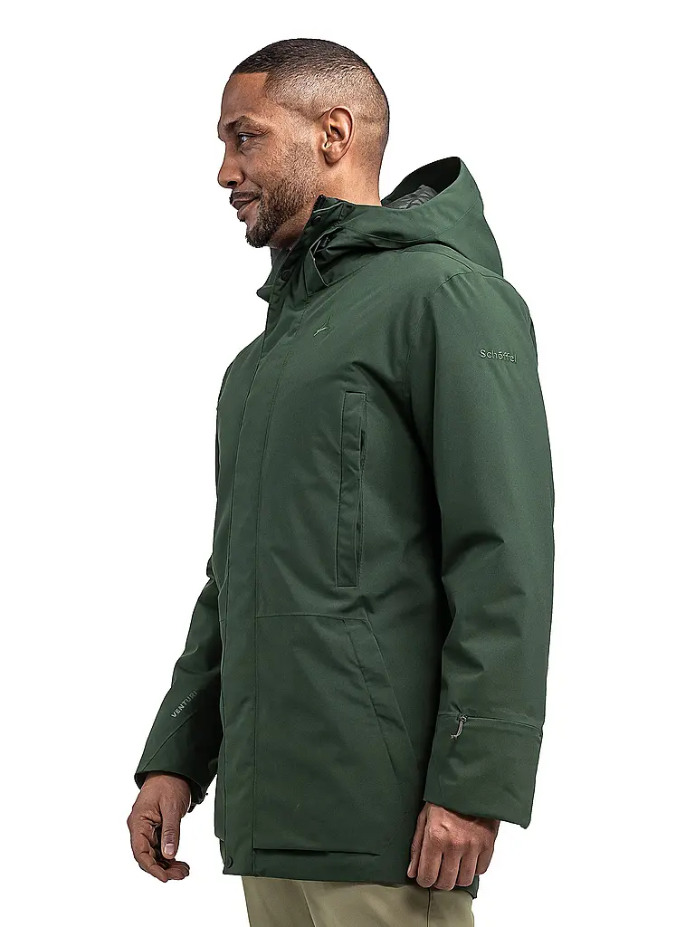 SCHÖFFEL | Herren Winterparka Crivat 2L Hoodie isoliert | dunkelgrün