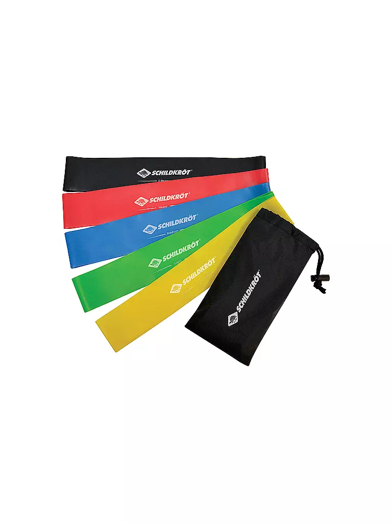 SCHILDKRÖT |  Resistance Bands, 5er Set mit verschiedenen Härtegraden, inkl. Tragetasche  | bunt
