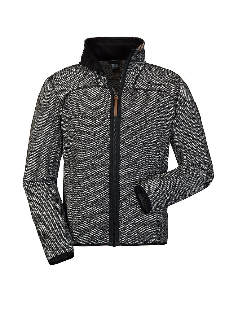 Doppel-Fleece Jacke Herren Schwarz-Hellgrau XL - Stehkragen Blouson Mit Reißverschluss