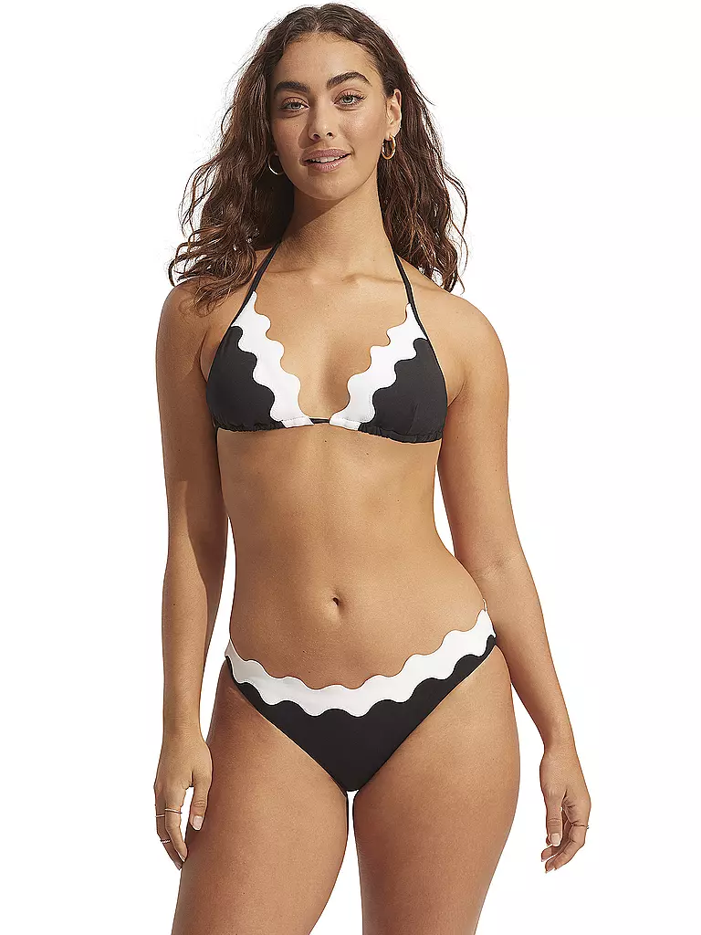 SEAFOLLY | Damen Bikinioberteil Gia Ric Rac Longline Slide Tri | schwarz