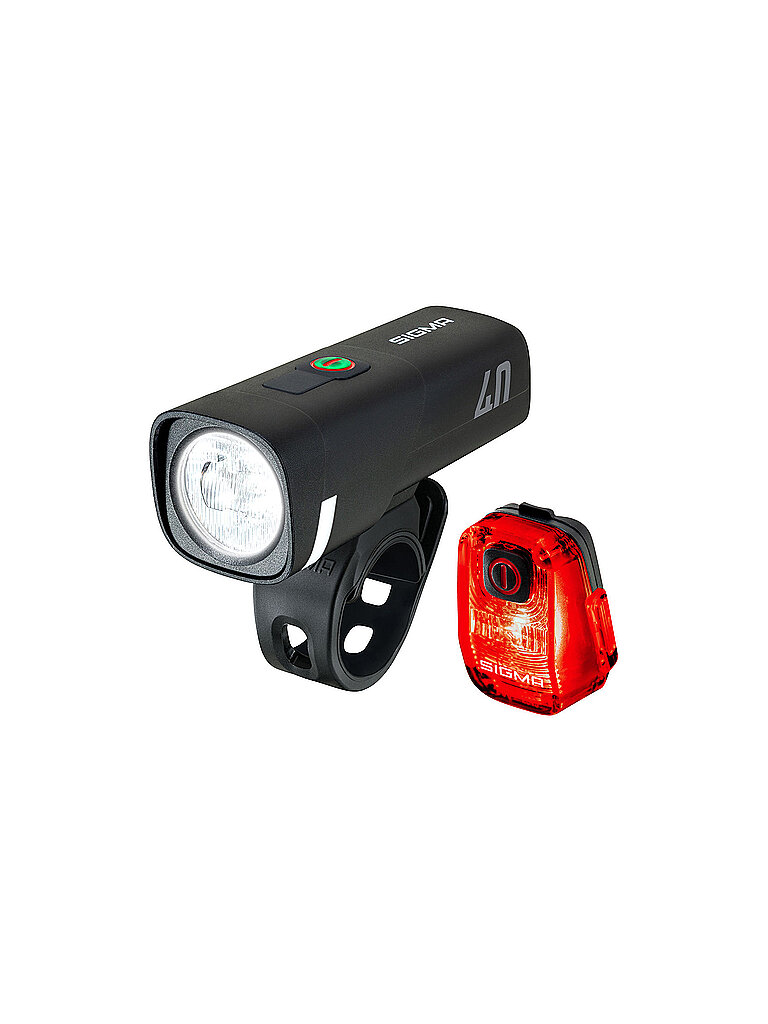 SIGMA Akku Lichtset AURA 40 RIDE TO SCHOOL Version mit HIRO 10 Rücklicht schwarz