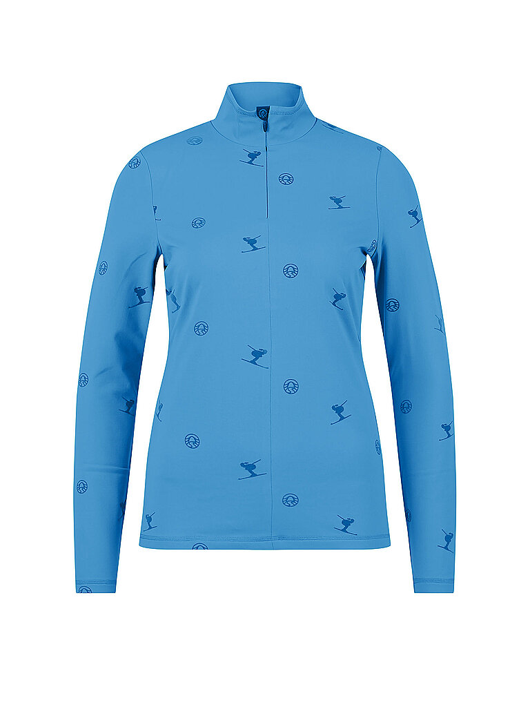 SPORTALM Damen Unterzieh Zipshirt im Allover-Flockprint blau | 36