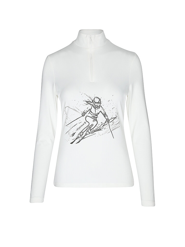 Sportalm Damen Unterzieh Zipshirt mit exklusivem Print creme