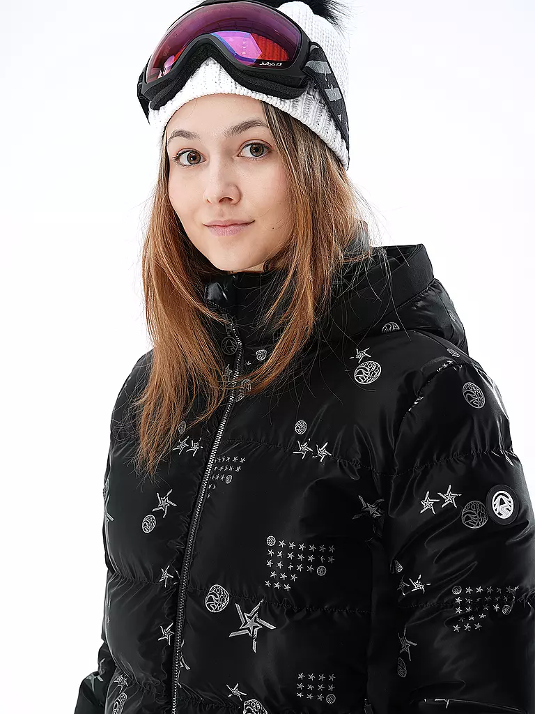 SPORTALM | Damen Echtdaunen-Jacke mit Druck | schwarz