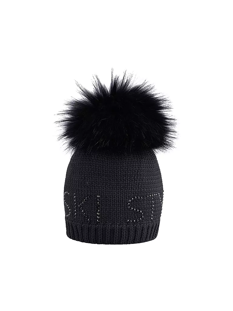 SPORTALM | Damen Mütze mit Kunstfellbommel | Schwarz