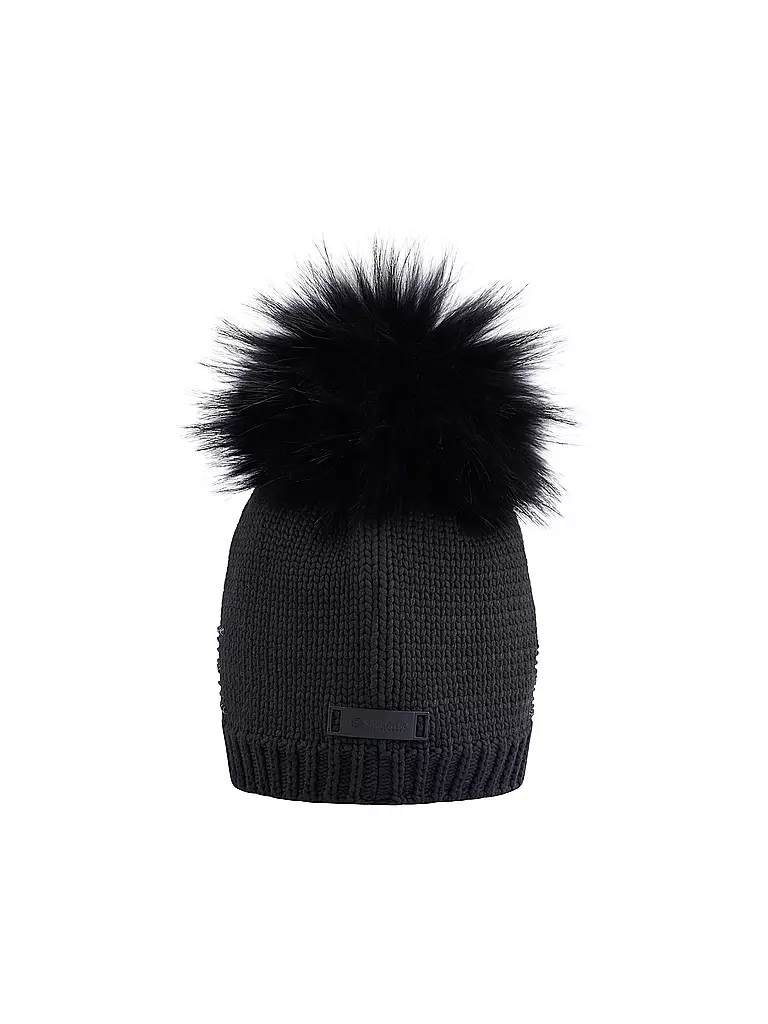 SPORTALM | Damen Mütze mit Kunstfellbommel | Schwarz