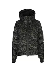SPORTALM | DAmen Skijacke Echtdaunen mit Leopardenmuster  | schwarz