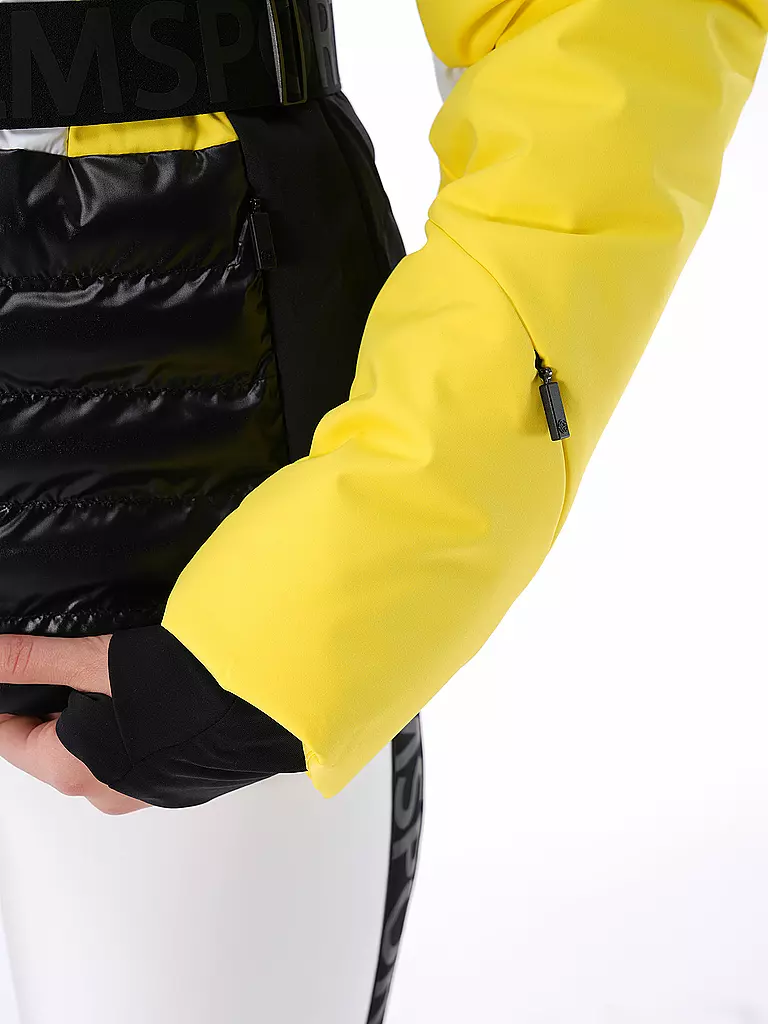 SPORTALM | Damen Skijacke mit Sternen-Muster und Gürtel | gelb