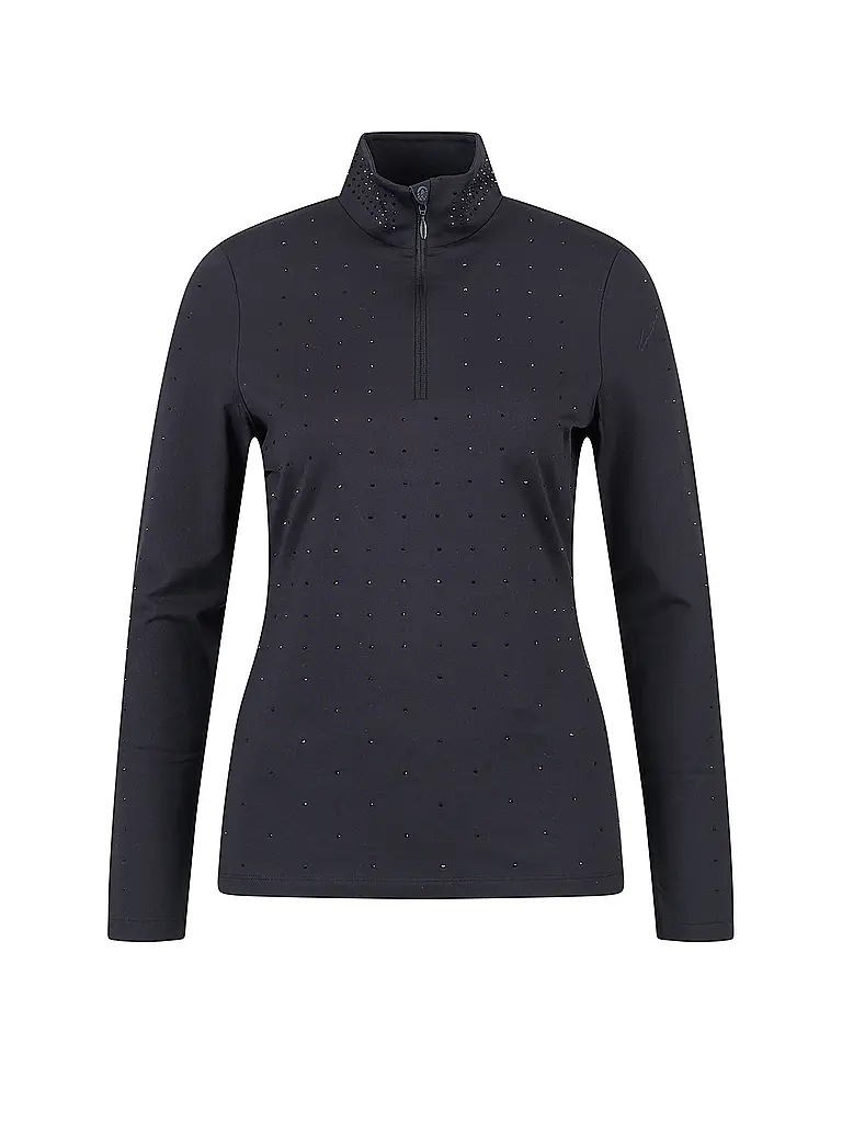SPORTALM | Damen Unterzieh ZIpshirt aus kuscheligem Jersey | schwarz