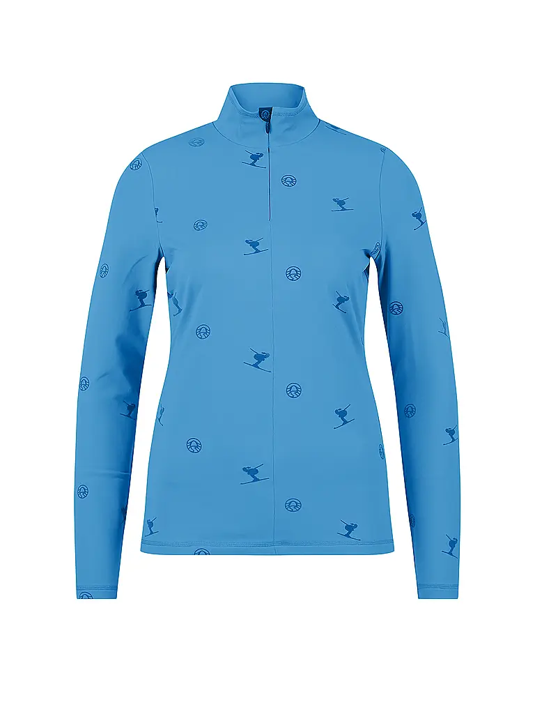 SPORTALM | Damen Unterzieh Zipshirt im Allover-Flockprint | blau