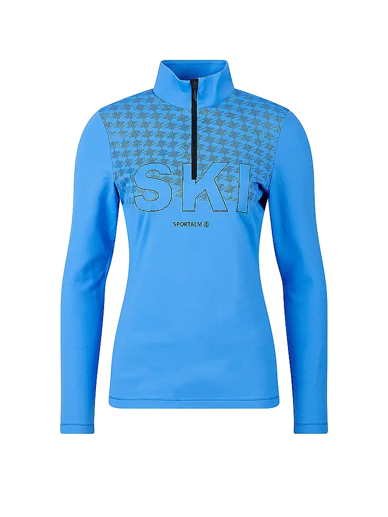 SPORTALM | Damen Unterzieh Zipshirt mit aufregendem Folienprint | blau