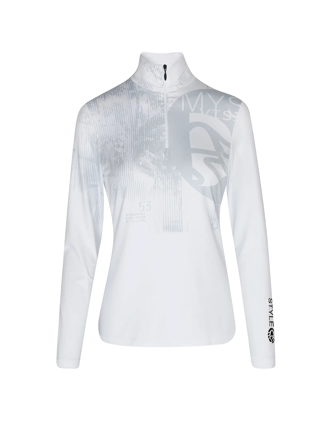 SPORTALM | Damen Unterzieh Zipshirt mit Wordingdruck  | weiss