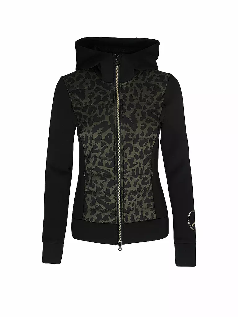 SPORTALM | Damen Unterziehjacke mit wattiertem Leoparden Vorderteil  | schwarz