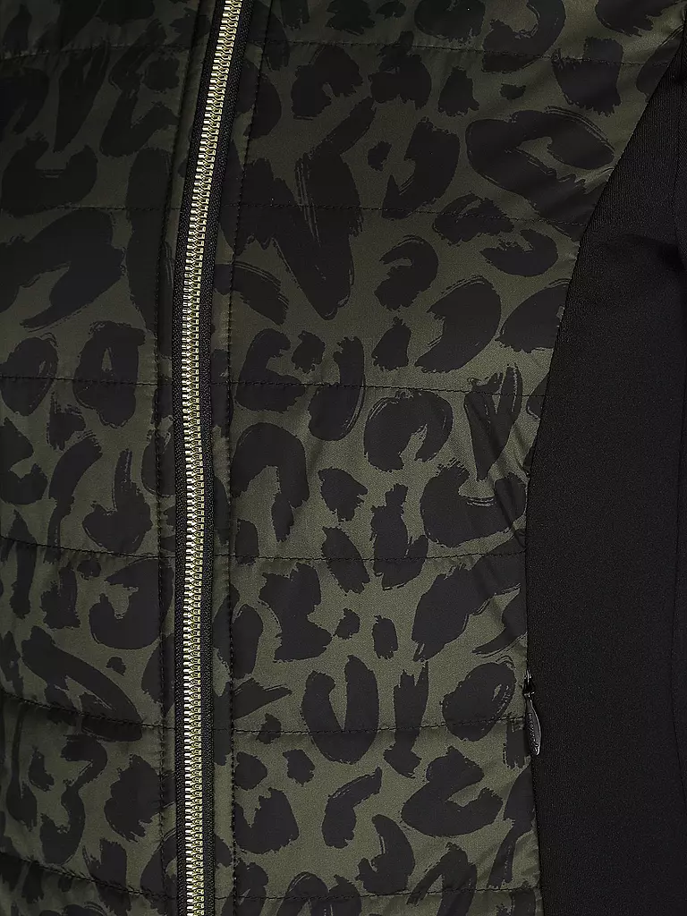 SPORTALM | Damen Unterziehjacke mit wattiertem Leoparden Vorderteil  | schwarz