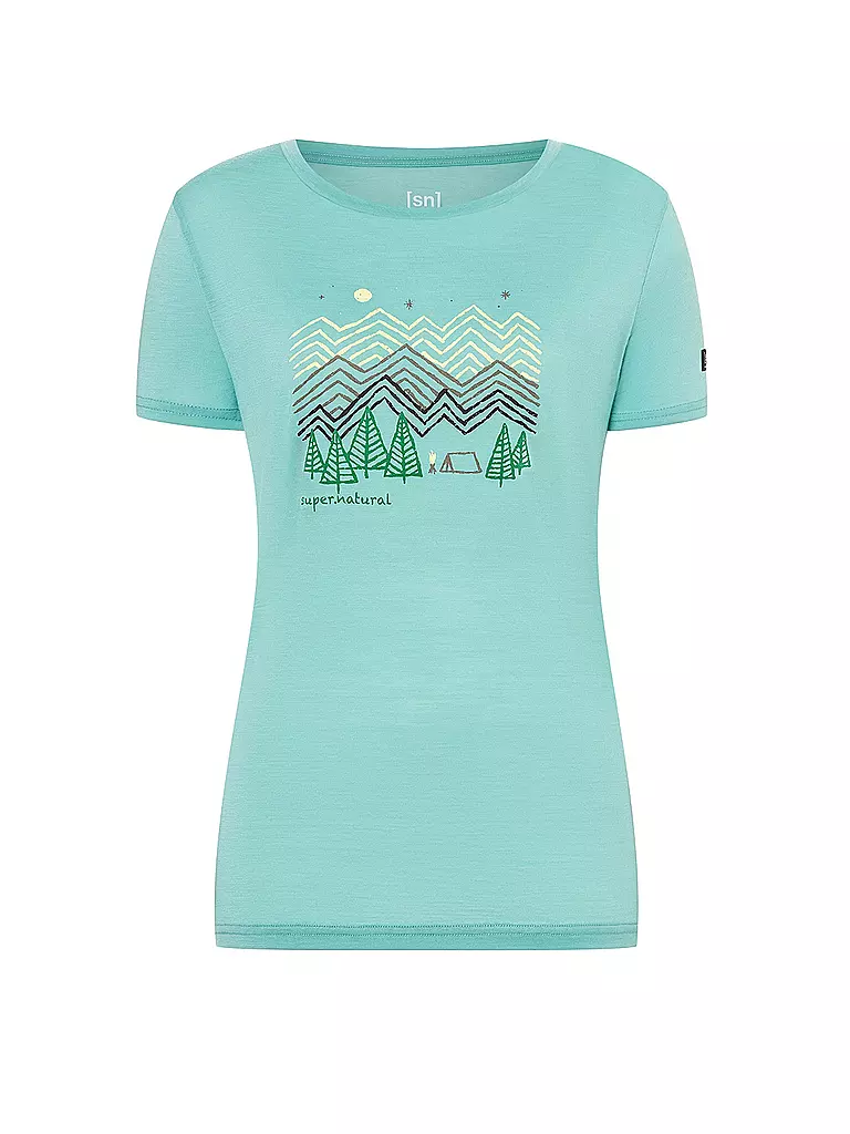 SUPER NATURAL | Damen Funktionsshirt Camping Nights | hellblau