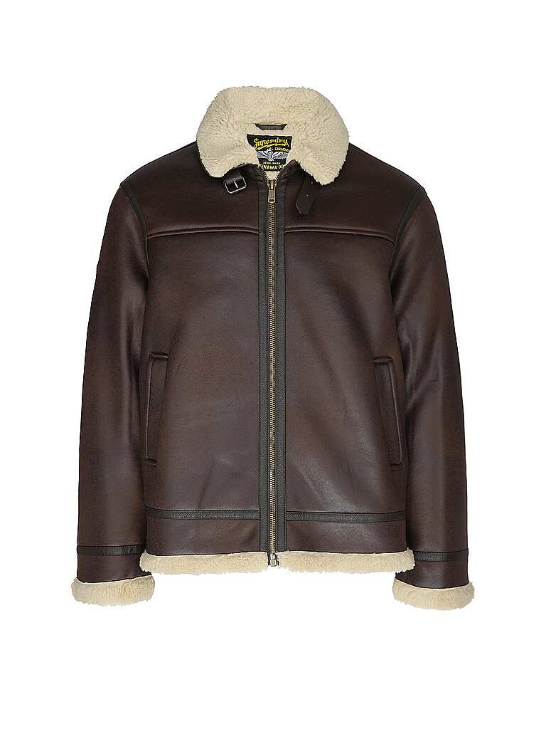 Superdry Herren Jacke Kunstleder braun