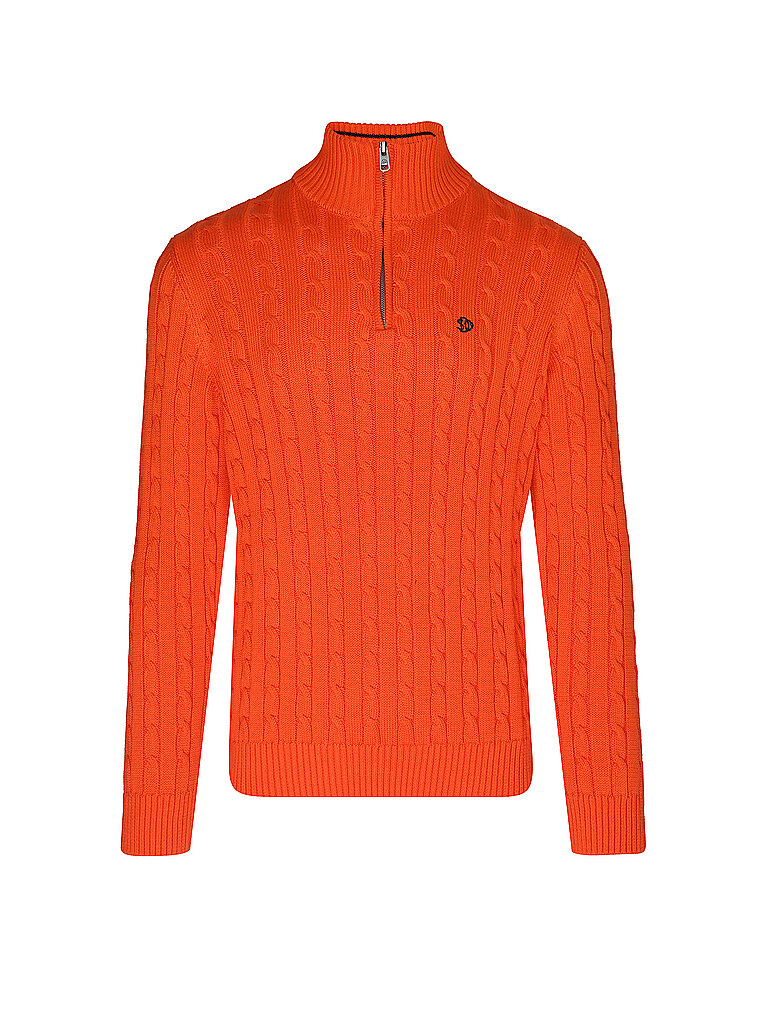 SUPERDRY Herren Sweater Preppy Cotton Cable 1/2 Zip orange | XL