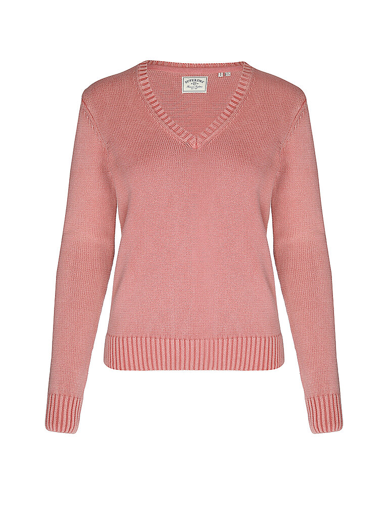 SUPERDRY Damen Sweater Washed V-Neck Jumper koralle | S
