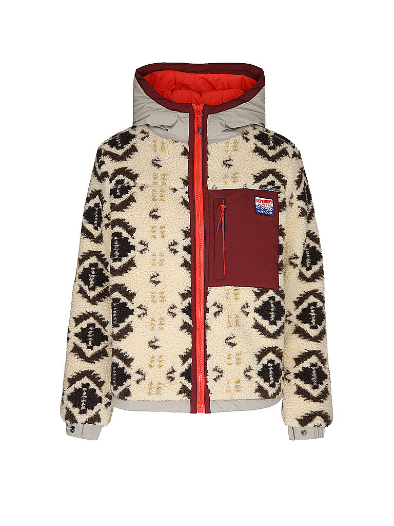 Superdry Damen Fleecejacke Sherpa Jaquard Hybrid camel