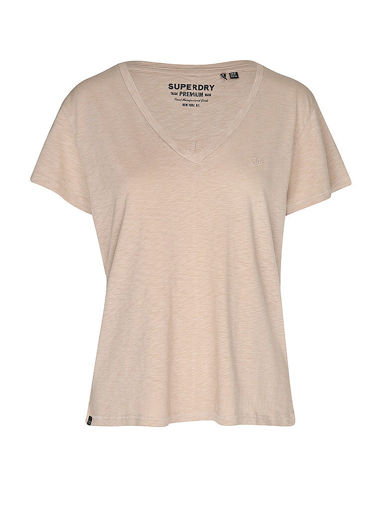 SUPERDRY Damen T-Shirt Studios Slub Embroidered camel | XS