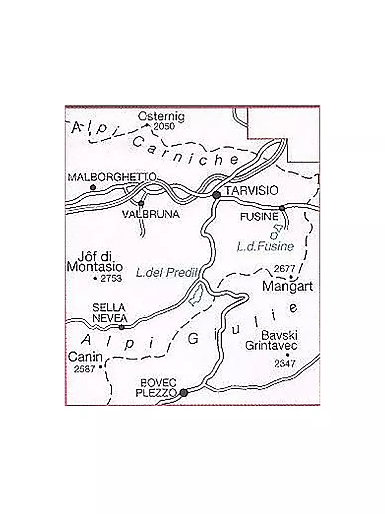 TABACCO | Wanderkarte - Alpi Giulie Occidentali/Westl. Julische Alpen, Tarvisiano 1:25.000 | keine Farbe